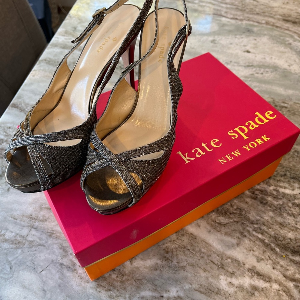 Kate Spade Women's Glitter Slingback Heels - Silver/Bronze